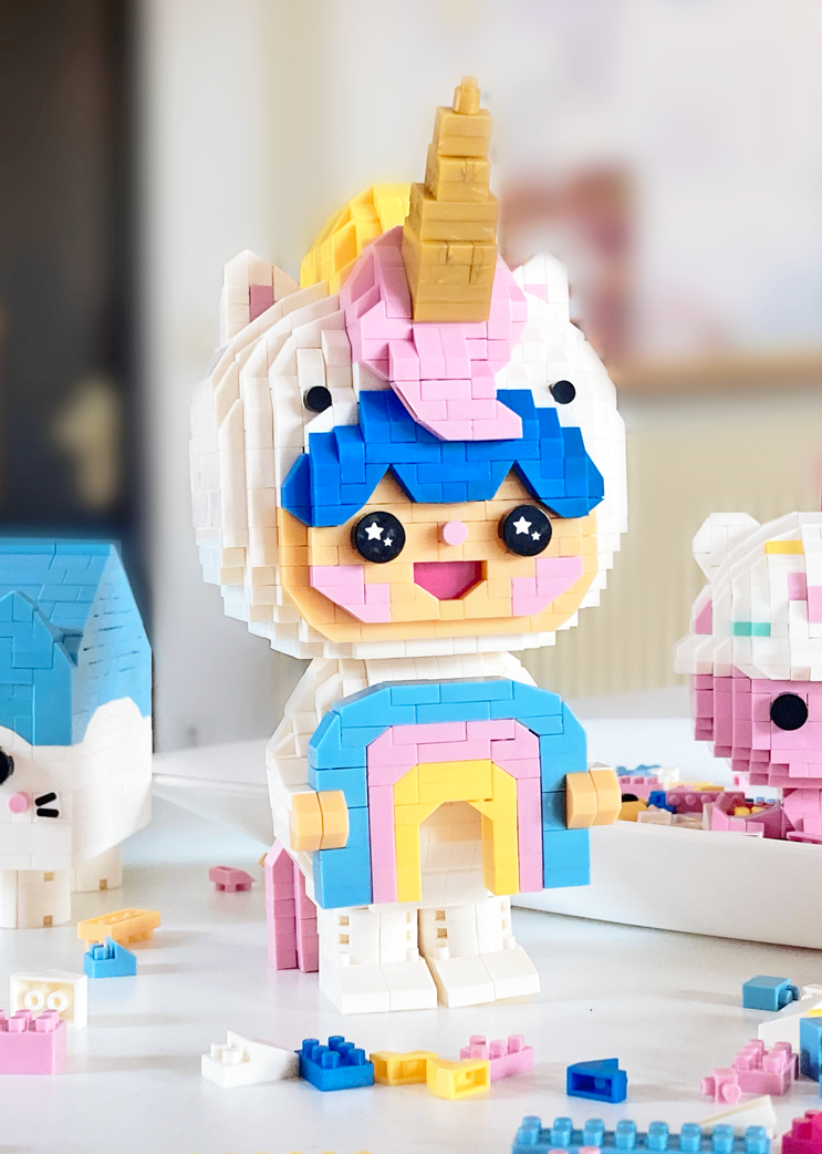 Rainbow Unicorn mini bricks gifts for girls Momiji uk