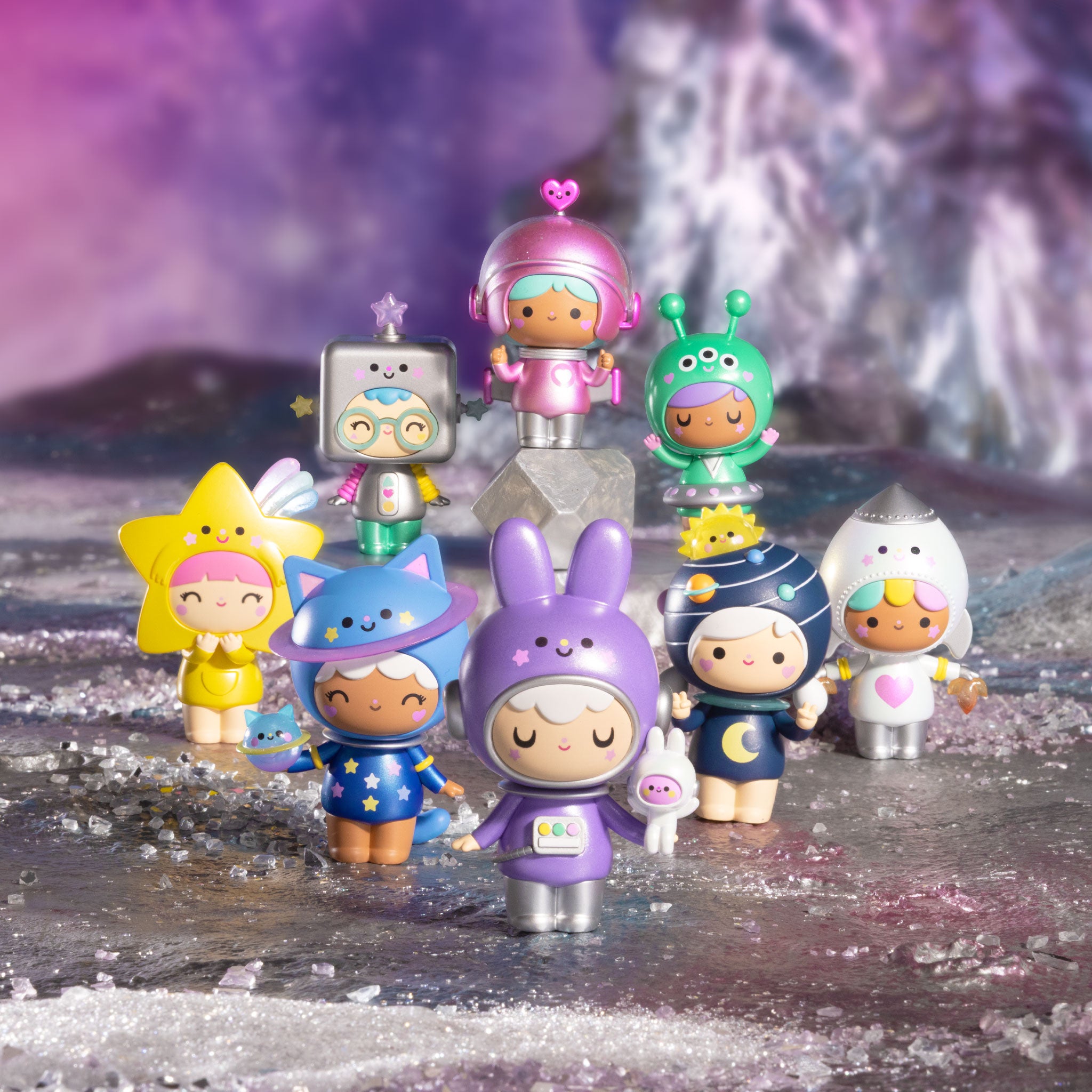 Out of This World Momiji message dolls — the whole set of kawaii vinyl collectible dolls in the wild