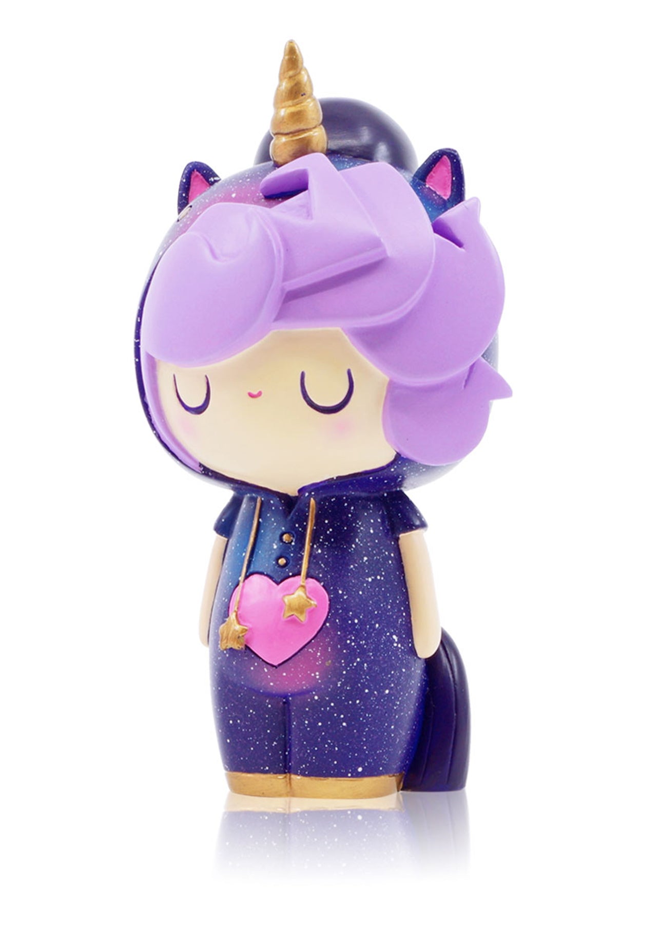 Little Starlight Girl 2021 #015 Momiji doll with purple hair, unicorn horn, starry dress, and pink heart on her chest. — Momiji doll