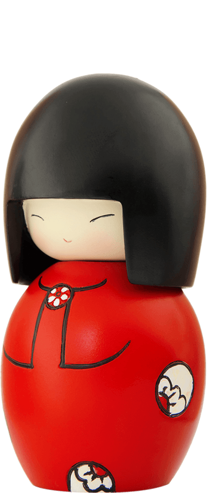 Soul Momiji doll with black bob, cheerful smile, vibrant details; collectible character with secret message inside. — Momiji doll