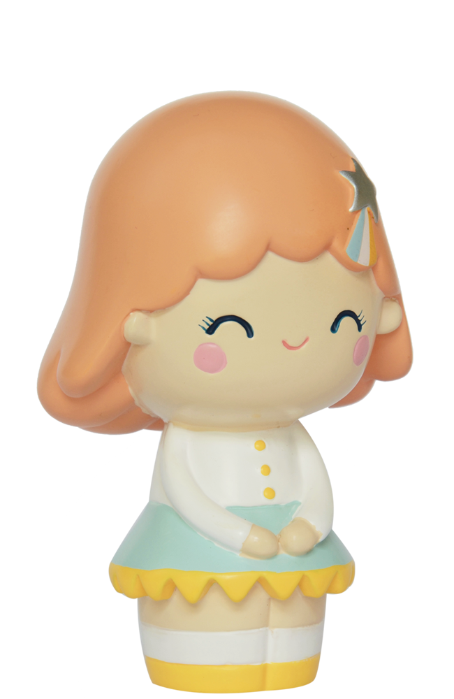 Birthday Girl Apricot HN Momiji doll with orange hair, star hair clip, white top, blue skirt, and a sweet smile. — Momiji doll