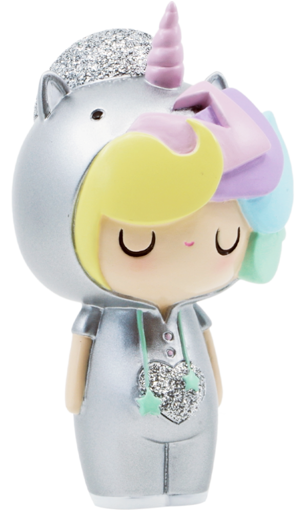 Momiji doll, Little Starlight Girl - HN, wears a silver unicorn outfit with pastel hair and sparkles. Collectible and kawaii. — Momiji doll