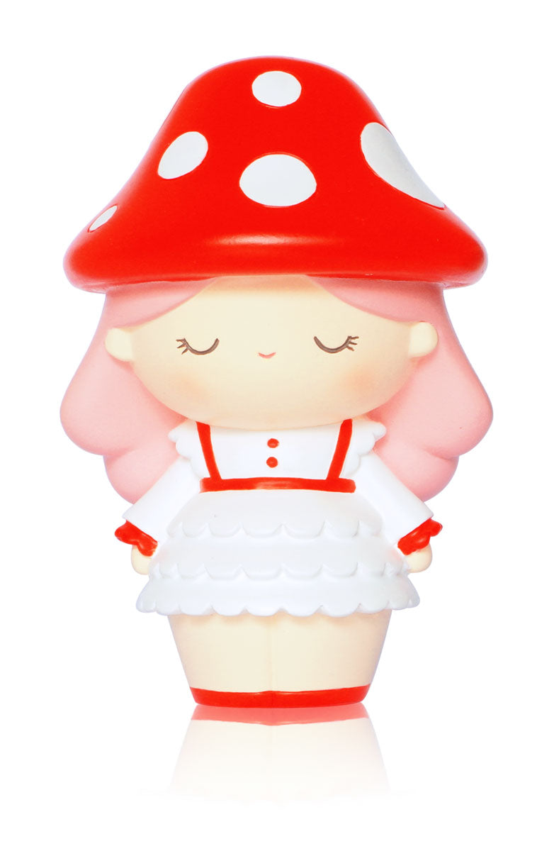 Daydream Momiji doll with pink hair, a red-and-white mushroom hat, and red details on a white background. — Momiji doll