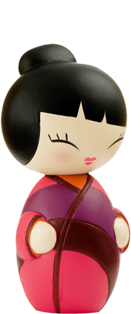 The Favourite Person 2 Momiji doll has black hair, pink lips, and a kawaii look set against a clean white background. — Momiji doll