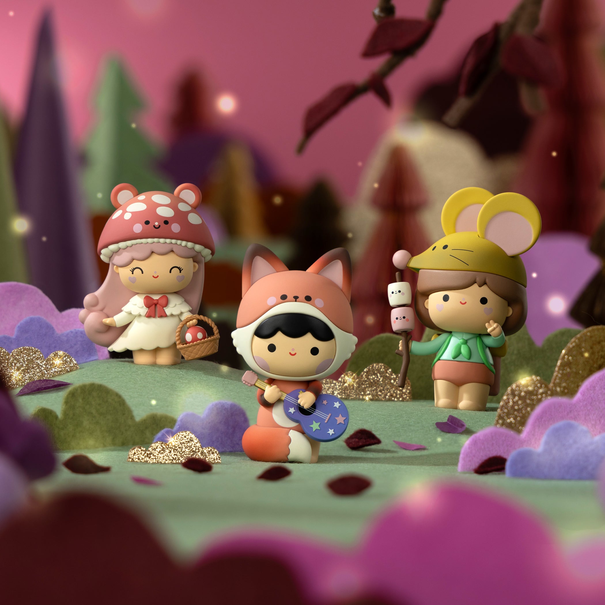 Sugar Plum Wood Momiji: 8 collectible dolls in colorful animal outfits with whimsical forest details and hidden messages. — Momiji doll