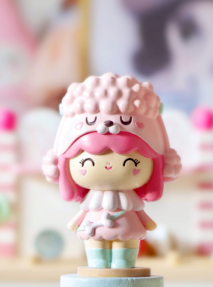 Best Friends Momiji doll with pink hair, poodle hat, pastel outfit and a smile, posed with a soft pastel background. — Momiji doll