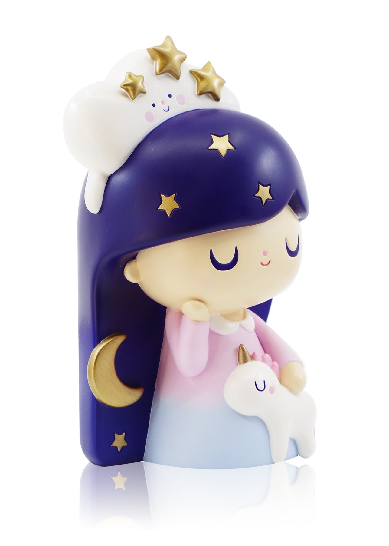 Dreaming - Endless Skies Edition Momiji doll with starry hair, cloud hat, and unicorn. Playful collectible, 18cm tall. — Momiji doll