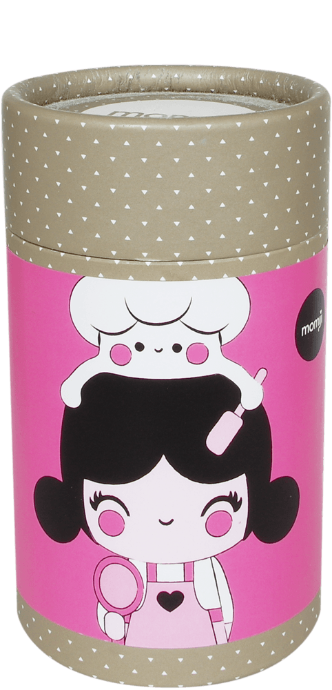 Cupcake HN Momiji doll in a chef outfit, pink hat, holding a cupcake, with colorful details and secret message slot. — Momiji doll