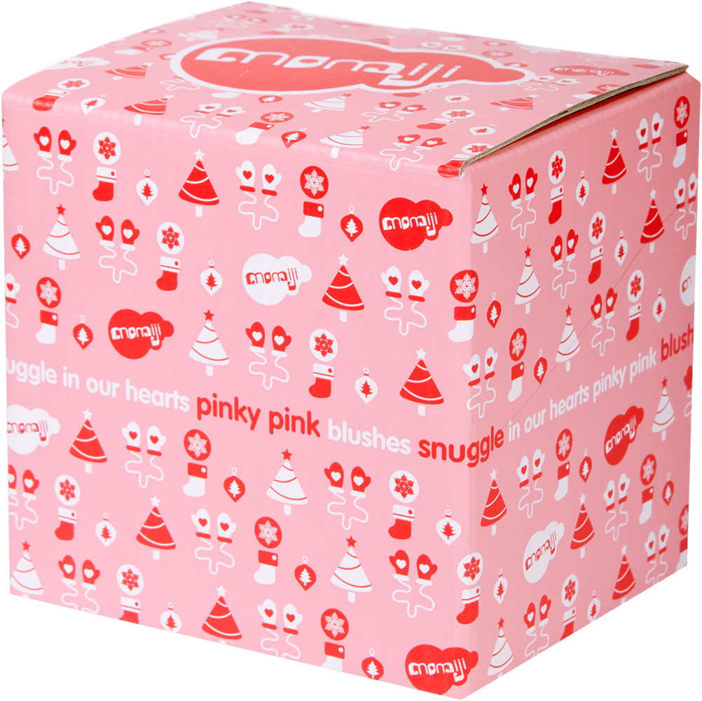 Blushes Momiji doll box: pink with festive patterns, collectible edition; a perfect gift hiding a secret message inside. — Momiji doll